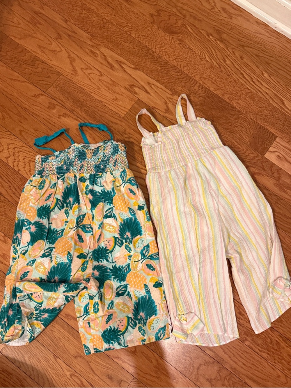 ‼️Rare Editions Pastel Striped Romper -3t & Tommy Bahama Fruit Print Romper -5t